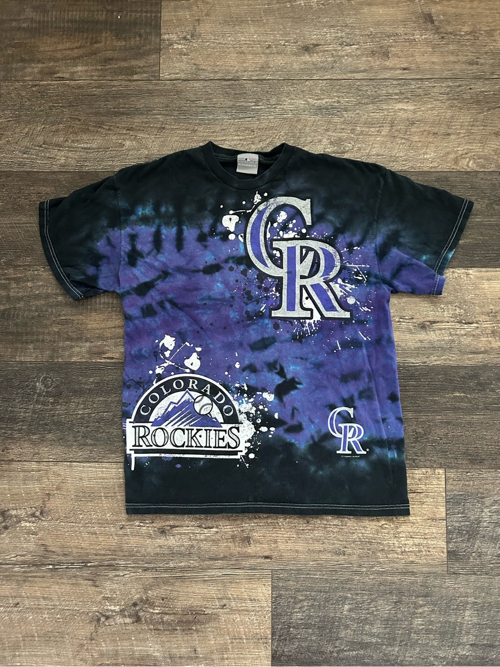 Sick Rare VTG Y2K Colorado Rockies Baseball Tie-Dye T Shirt Mens Sz Large